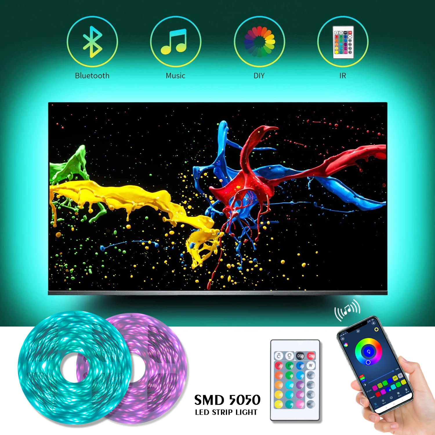 

TV Backlight Bluetooth USB LED Strip Lights RGB 5050 SMD Flexible Ribbon RGB LED Light 1M 2M 3M 4M 5M Tape Diode RGB LED USB
