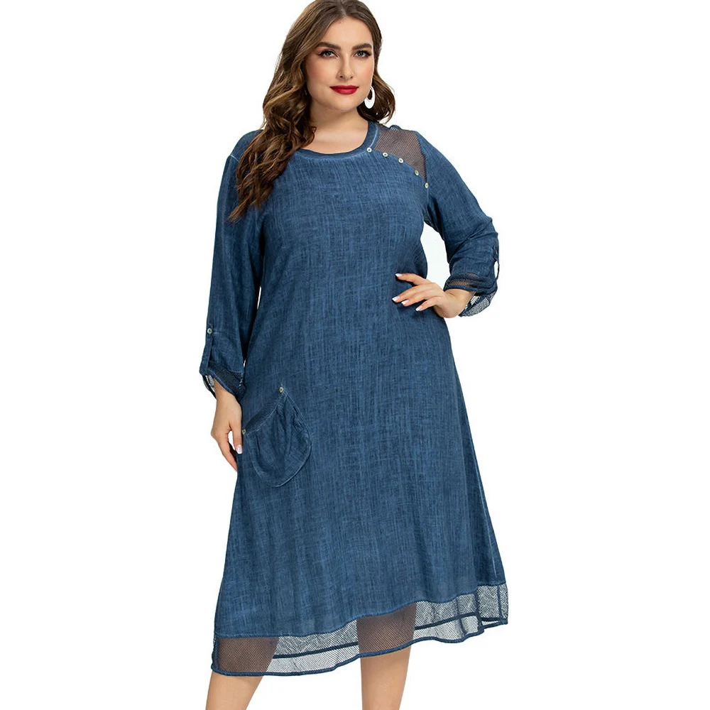 Женское платье миди Siskakia размера плюс свободные летние платья среднего возраста