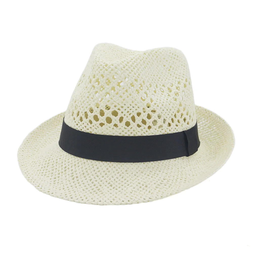 

Summer Hat Fedora Women Straw Sun Beach Wide Brim Ribbon Breathable Sunshine Protection Holiday Outdoor Accessory