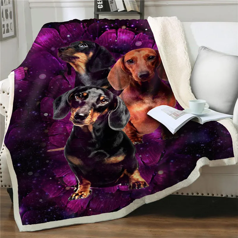 Cute dog 3D Printed Plush Fleece Blanket Adult Fashion Quilt Home Office Washable bedding Duvet Casual Kids Girls Sherpa Blanket