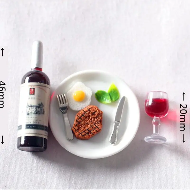 

1 Набор, масштаб 1/12, миниатюрный винный стейк, комплект готовой еды для шарнирного кукольного домика, кухни, игрового домика, игрушки, аксесс...