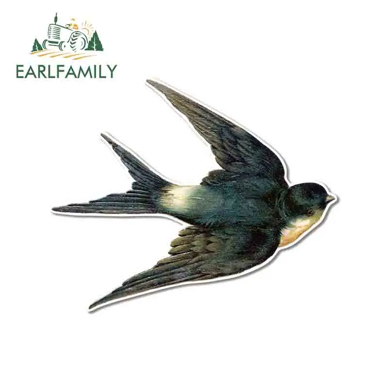 

EARLFAMILY 13 см x 10,6 см, лучшая винтажная наклейка в виде ласточки, Виниловая наклейка для автомобиля на окно, домашняя Водонепроницаемая графика в виде животного