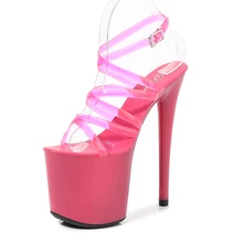 Sandalias con correa de PVC transparente para mujer, zapatos de plataforma de tacón alto con correa cruzada, talla grande 43, 15cm, 17cm y 20cm, verano 2022