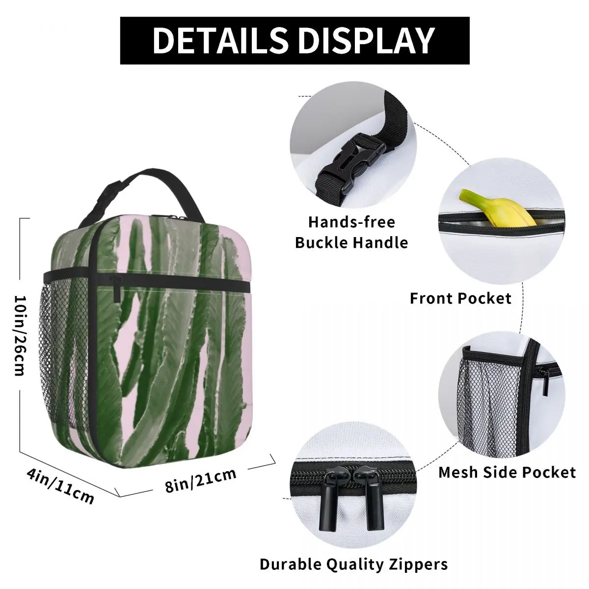 

Botanical Cactus Lunch Bag for Women Men Large Insulated Lunch Box with Water Bottle Holder and Pockets