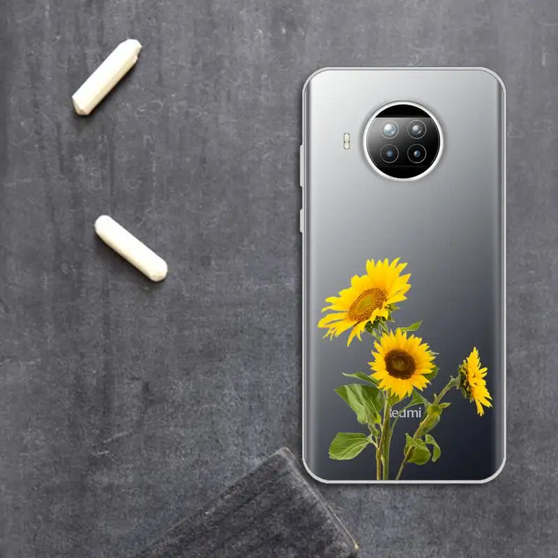 

sunflower Luxury Unique Design Phone Case Transparent for Xiaomi Redmi note 10 t 8 9 pro lite 11