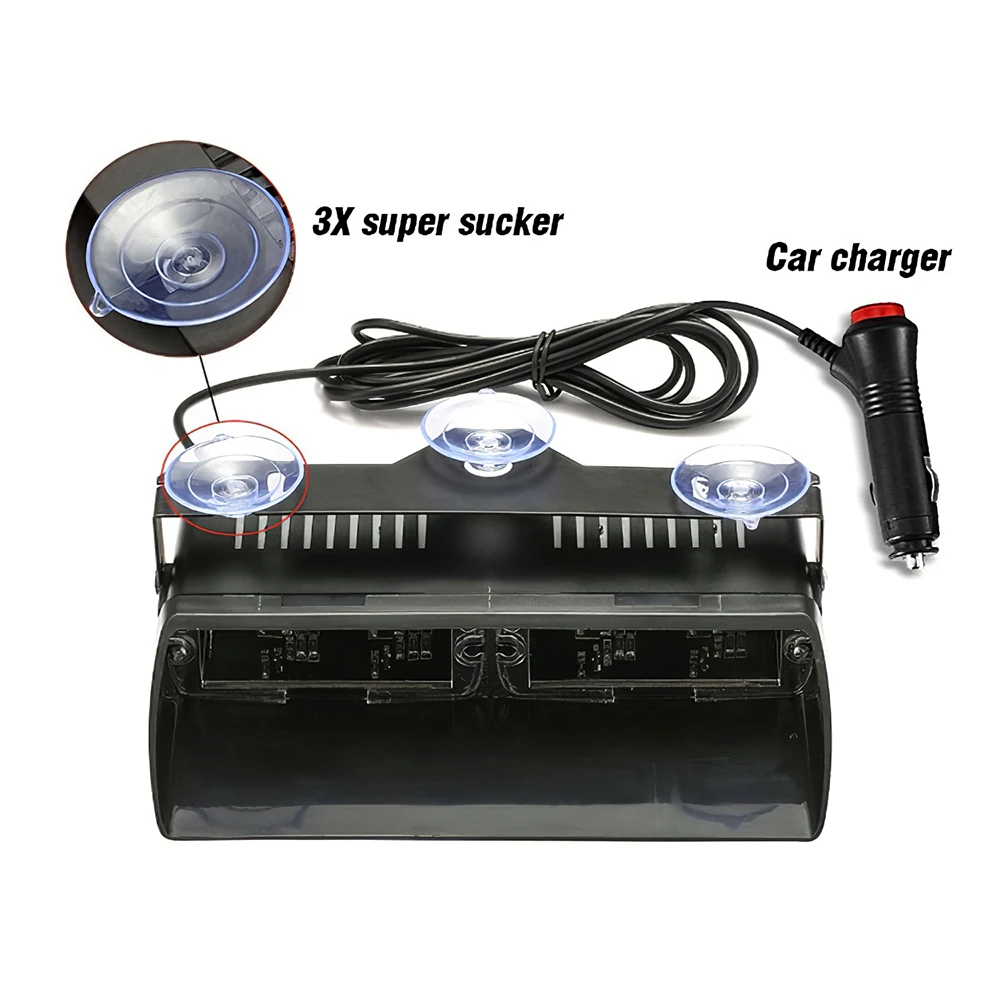 

Durable 16LED Suction Cup Warning Light Long Service Life 16LED Strobe Light 18 Strobe Mode Strobe Light Bright Energy Saving