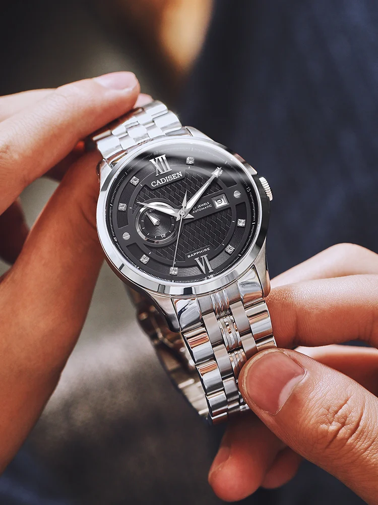 

Luxury Brand Cadisen Men's Mechanical Automatic Watch Fashion Business Waterproof Transparent Luminous Male Wristwatches