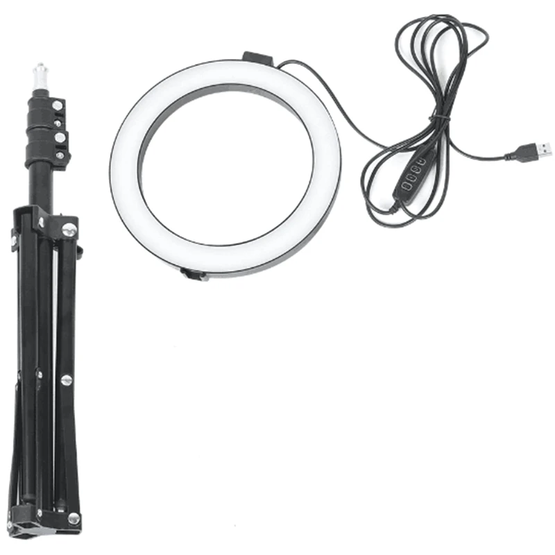 

LED Selfie Ring Fill Light 6 Inch Dimmable Camera Phone 16CM Ring Lamp with Stand Tripod for Makeup Video Live Studio