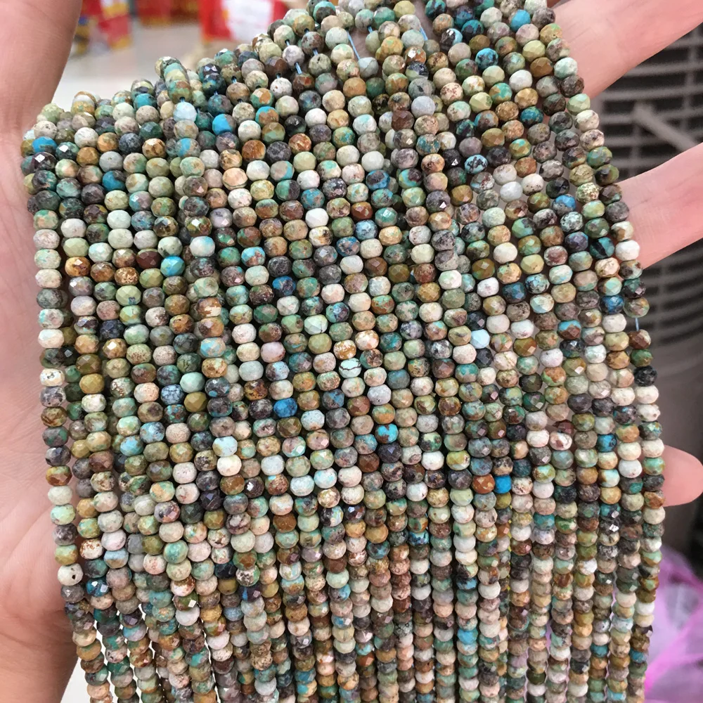 

Natural African Turquoises Beaded Small Faceted Loose Beads for Jewelry Making Necklace DIY Bracelet 3x4mm