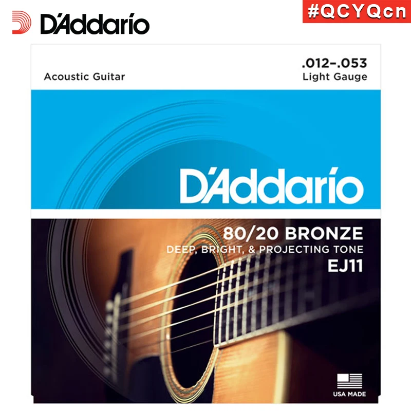

D'Addario EJ11 American Made 80/20 Bronze Acoustic Guitar Strings, Light, 12-53