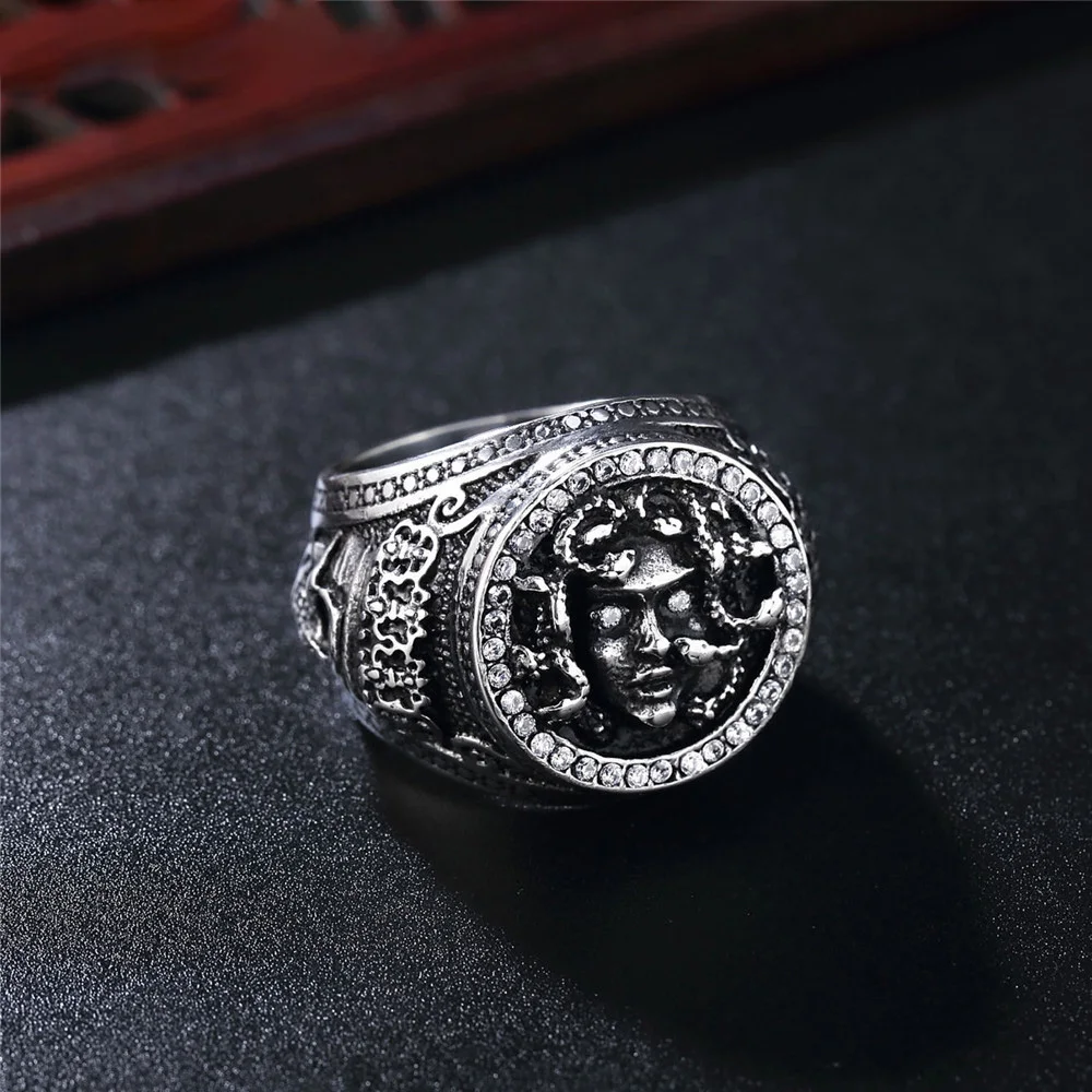 Мужское кольцо в виде змеи Medusa из нержавеющей стали с Медузой Горгоной