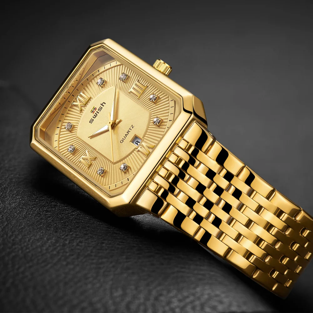 Часы наручные мужские кварцевые прямоугольные брендовые Роскошные модные