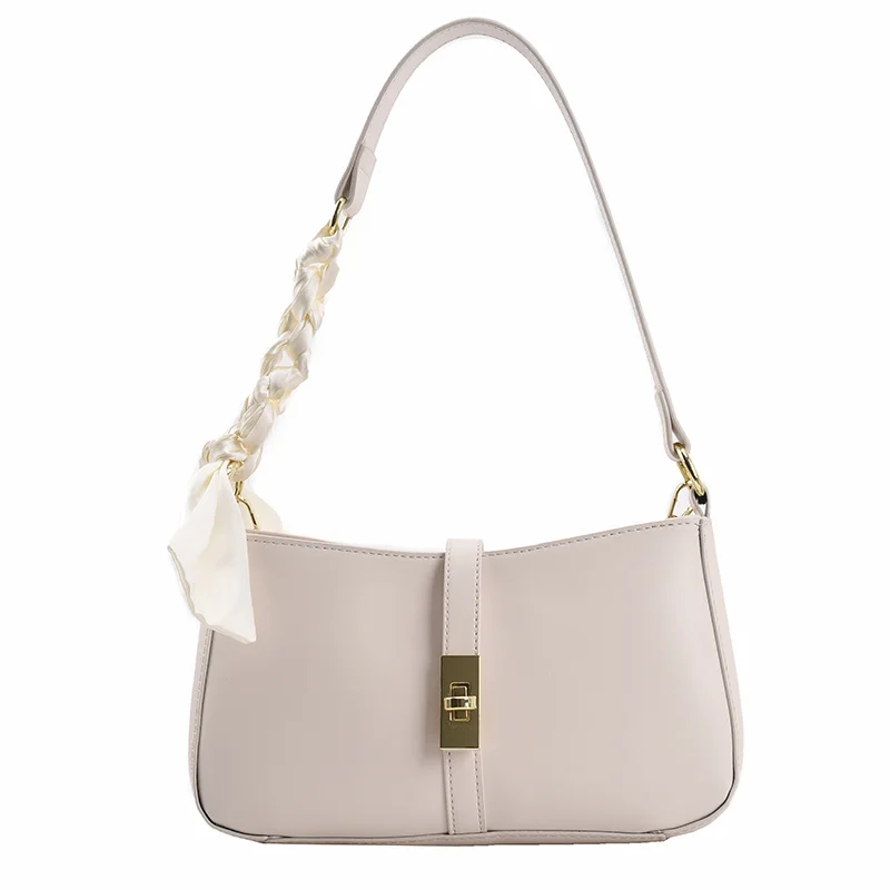 

Cute Ribbon Solid Color Small PU Leather Shoulder Crossbody Bags For Women 2021 Simple Underarm Handbags And Purses Female Sac