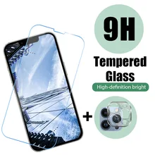 2 in 1 Protective Glass For iPhone 13 12 11 Pro Max Camera Lens Protector For iPhone XR XS Max X SE 2020 7 8 6S Plus 6 Glass