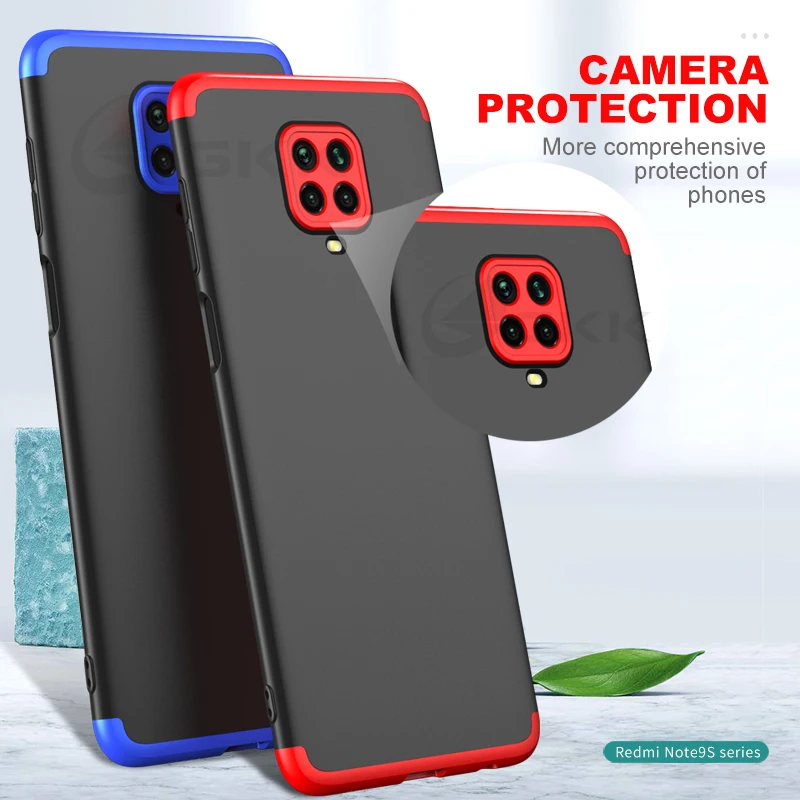 Полный Чехол GKK 360 градусов для Xiaomi Redmi Note 9 Pro Max 9s защита от падения жесткие Матовые