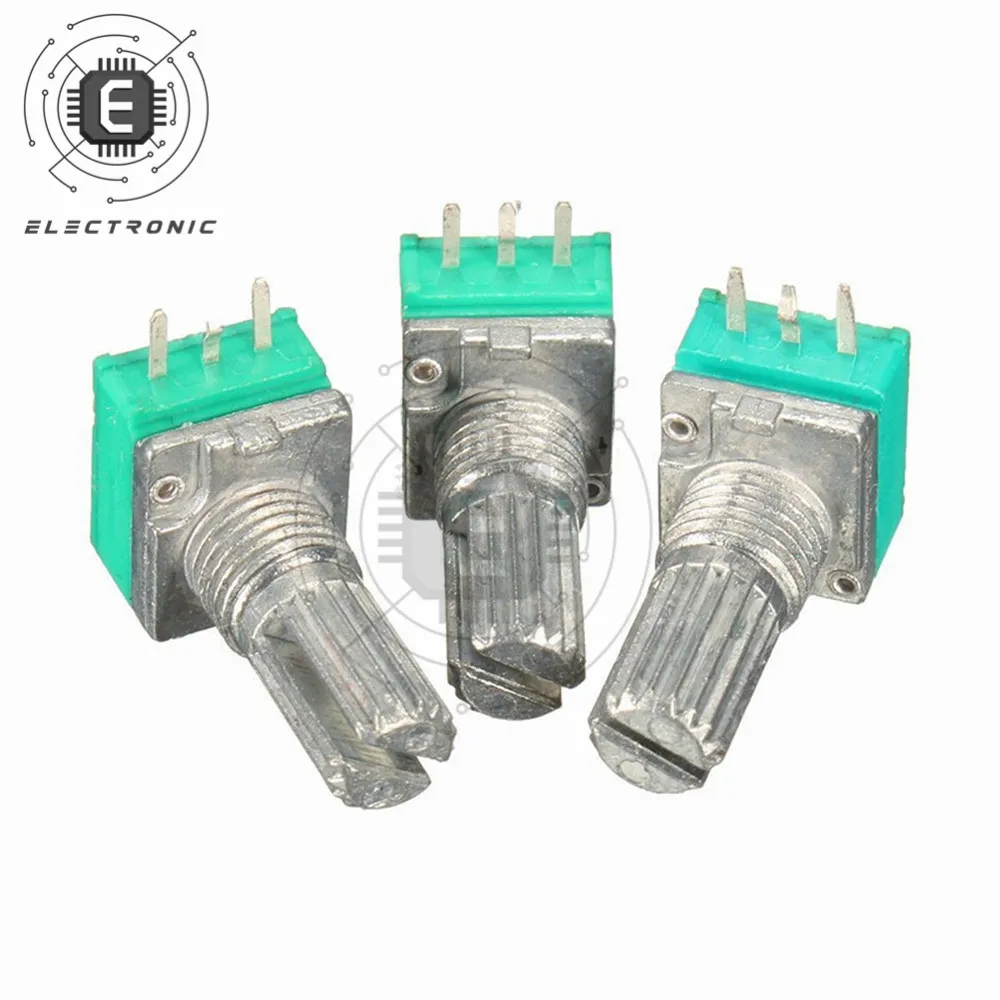 5 шт. 6 мм 3-контактный накатанный вал одиночный линейный B10K Ом вращающийся