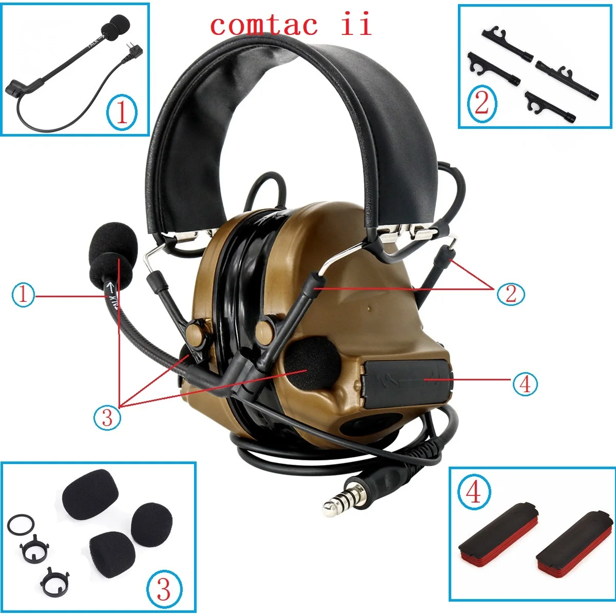 

TAC-SKY Tactical Headset Comtac ii Headset Replacement Accessories Microphone, Microphone Sponge Cover, Battery Cover