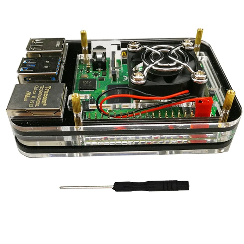 Для Raspberry Pi акриловый чехол с охлаждающим вентилятором для 4 Модель B | Электроника