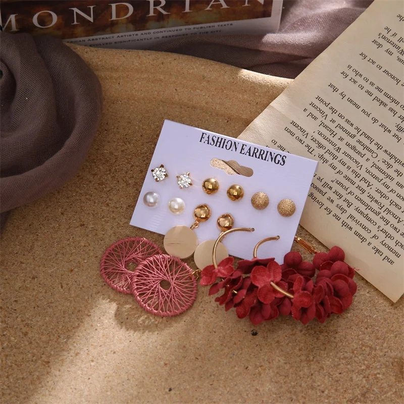 

FNIO Tassel Acrylic Earrings For Women Bohemian Earrings Set Gold Color Hoop Earings 2020 Geometric kolczyki Fashion Jewelry