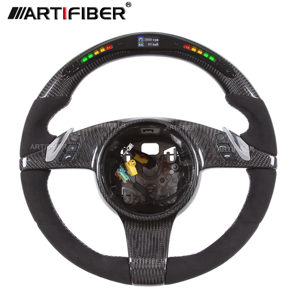 

Carbon Fiber LED Steering Wheel for Porsche 911 Cayenne Macan Panamera Taycan Boxster Cayman Spyder Tycan Panamera GTS