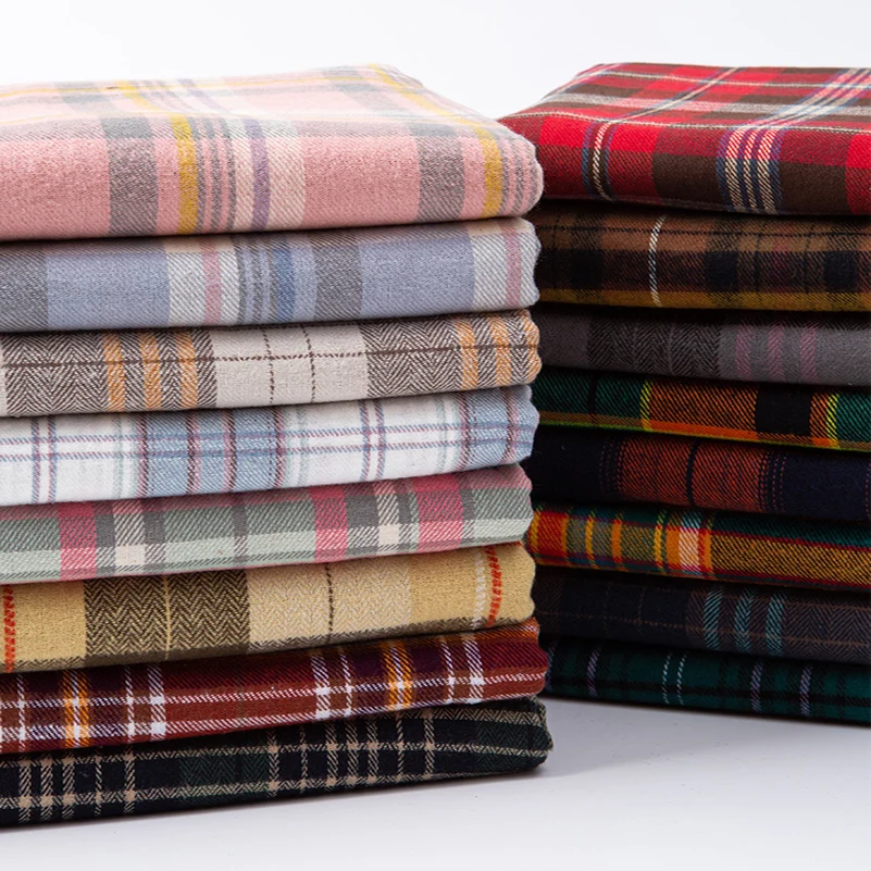 

100% Cotton Brushed Plaid Fabric For Quilting Tops Dresses Shirts DIY Handmade By Half Meter