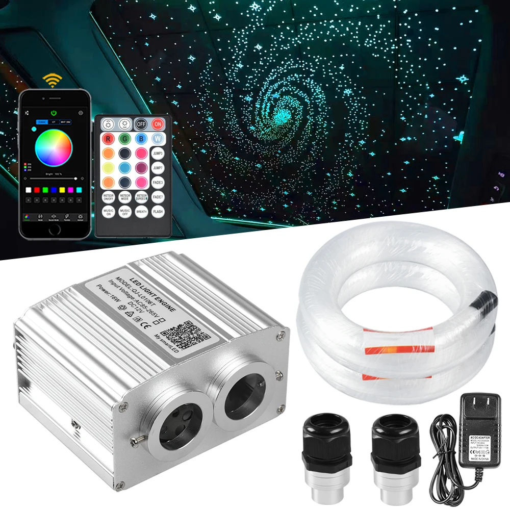 16W Twinkle Dual Heads Starry Ceiling Lighting Kits Bluetooth APP Music Control For Car Roof Star Kid Room Ceiling Lamp