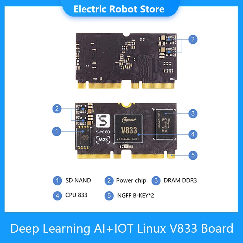 Sipeed MAIX-II M2S разработанная плата глубокого обучения AI + IOT Linux V833 |