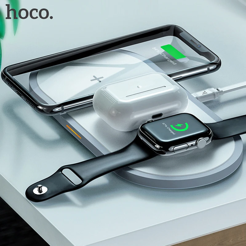 hoco 3in1 wireless charger for iphone 11 pro x xs max xr for apple watch 5 4 3 airpods pro qi fast charger stand for samsung s20 free global shipping