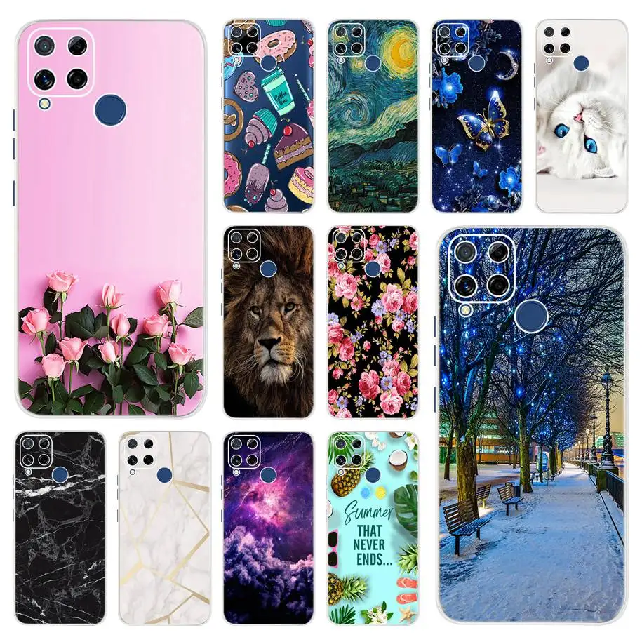 Чехол для Realme C15 s чехол с мультяшным рисунком Мягкая силиконовая задняя крышка из