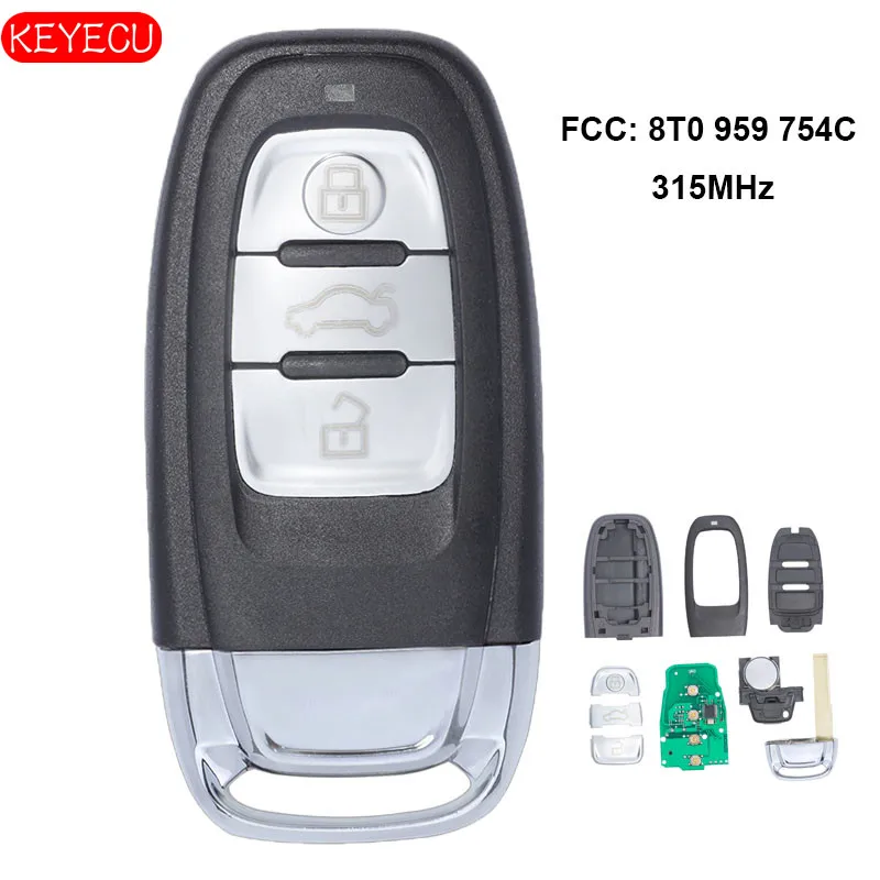 KEYECU Замена дистанционного брелока 315 МГц для 2008-2013 Audi A4L q5-fccid: 8T0 959 754C