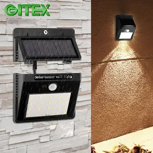 Светильник настенный с 20 светодисветодиодный и питанием от солнечной батареи, перезаряжаемый светильник с пассивным ИК датчиком движения, водонепроницаемая садовая лампа для безопасности