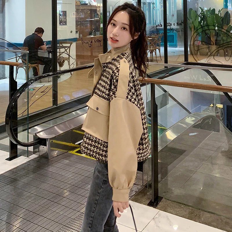 

2021 Новое модное пальто весна-осень тренчкот кожаная куртка короткое пальто 2021