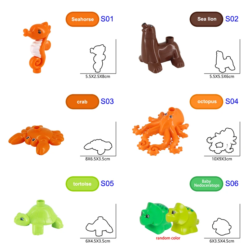 5-50 шт набор фигурки животных Duplo большие части строительные блоки аксессуары