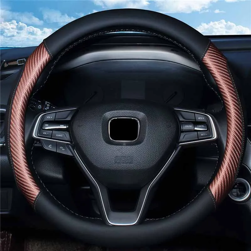 

Fashion Car Steering Wheel Cover Breathable Anti Slip Leather Steering Covers Suitable 38cm Auto Decoration internal Accessories