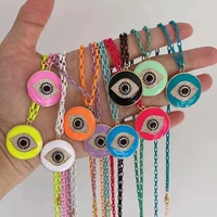 kkbead turkish evil eye necklace colorful chain round pendant necklaces enamel choker for women fashion lucky jewelry wholesale