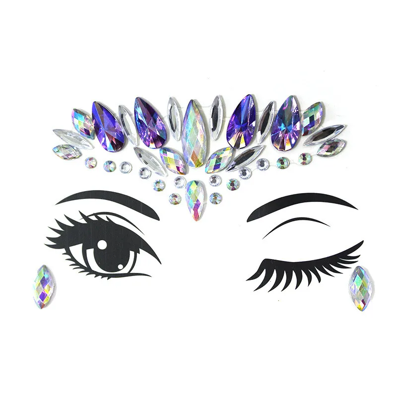 Colorful Rhinestone Face Stickers For Women Party Decor Eye Drill Stick Acrylic Sticker Diamond Crystal | Дом и сад