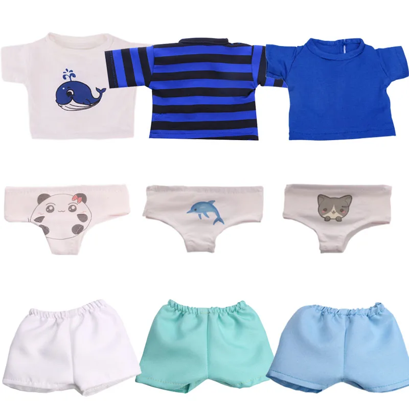 

Doll Clothes T-Shirt Panties Short Fit 18-Inch American Doll And 43cm Reborn Baby Doll, Our Generation, Christmas Gifts For Girl