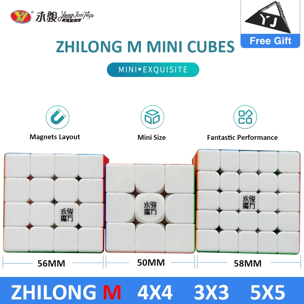 Оригинальный YJ Zhilong Mini 3x3 м 4x4 5x5 Магнитный Скорость кубики небольшой Размеры куб