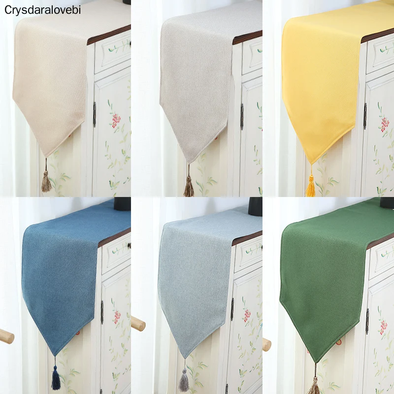 

Modern Simple Cotton and Line Table Runner Solid Color Tablecloths for Wedding Party Table Decortation 14 Colors Available