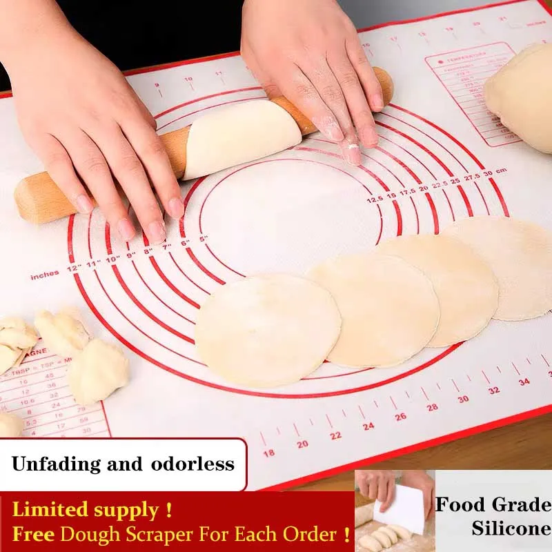 

Silicone Dough Mat Pizza baking Pad Non-Stick Kneading Baking Pastry Rolling Mat Sheet With Scale Bakeware Liners Kitchen tools