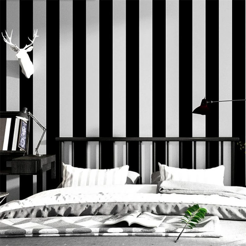Wellyu вертикальные полосы обои простой промышленный стиль Черный Серебряный