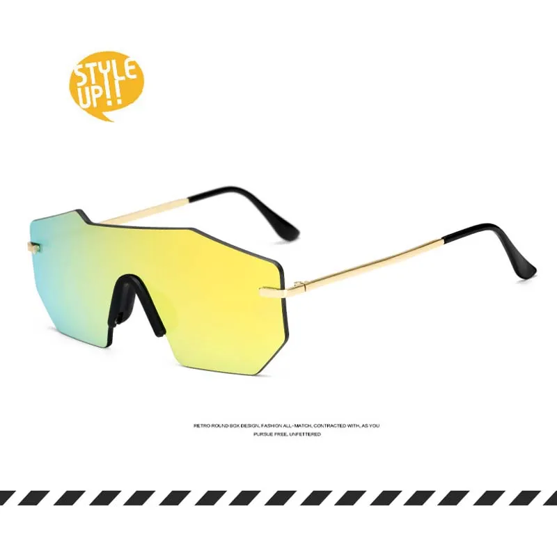 

2021 new irregular sunglasses one-piece goggles, one-piece metal temple sunglasses, men's and women's sunglasses