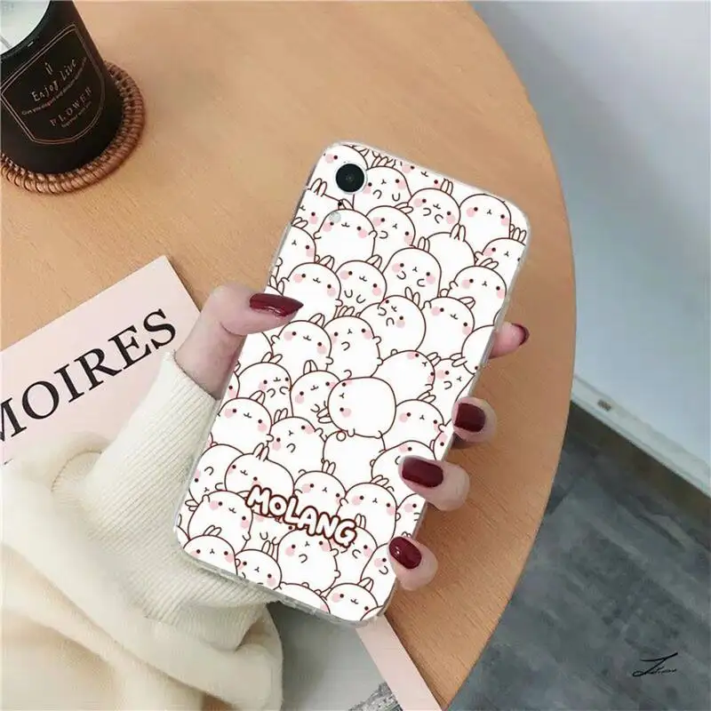 Чехол для телефона Kawaii Molang с мультяшным аниме котом iPhone 13 11 12 pro XS MAX 8 7 6 6S Plus X 5S SE 2020