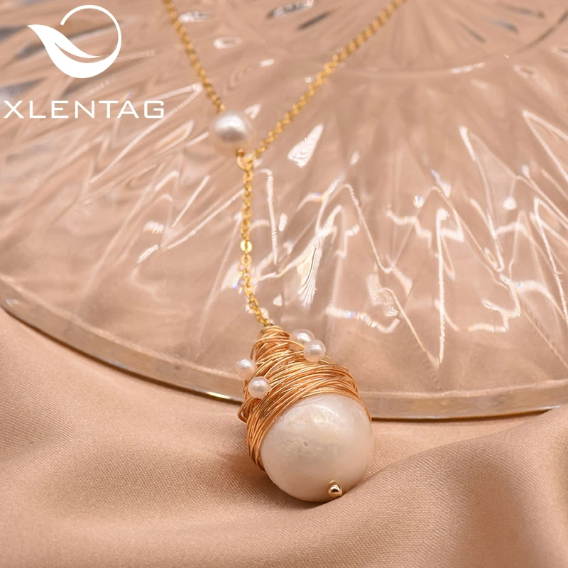 XlentAg эстетичное ожерелье ручной работы из натурального белого жемчуга с