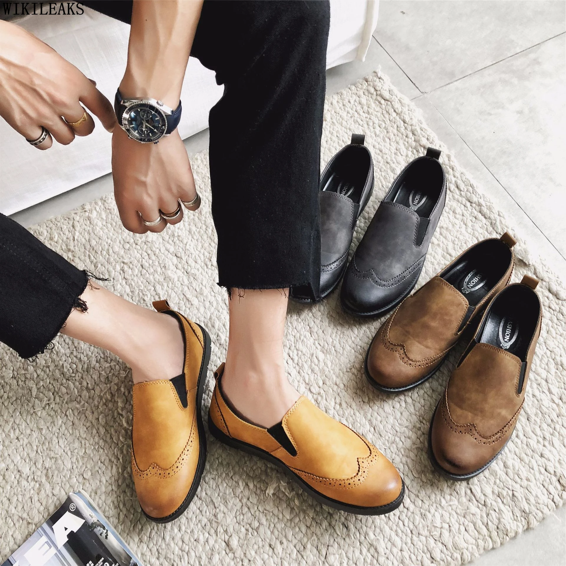 

Loafers Men Leather Shoes Driving Shoes Brogues Mens Casual Shoes Hot Sale Mocassin Homme Sepatu Slip On Pria Trampki