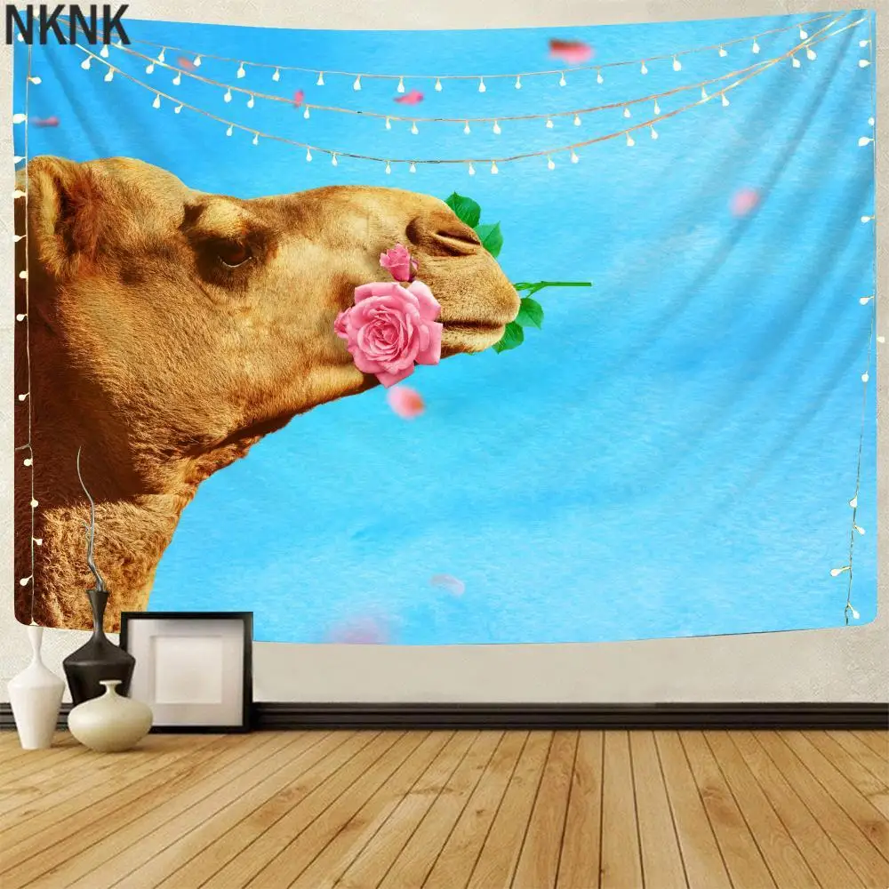 

NKNK Camel Tapiz Animal Tapestries Flowers Wall Tapestry Art Home Tapestrys Wall Hanging Mandala High Quality Funny New