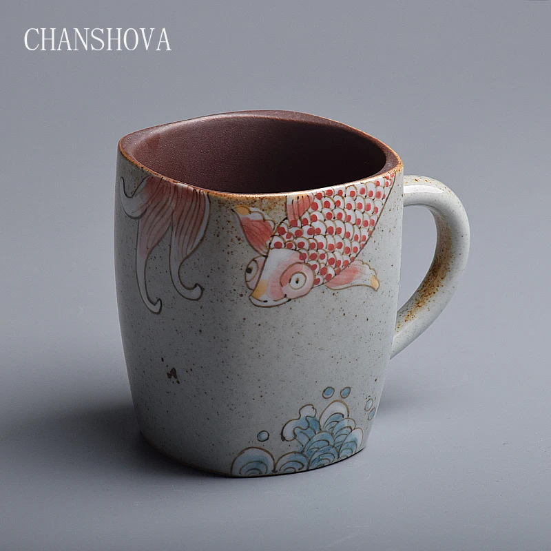 CHANSHOVA китайский Стиль 350 420 мл ручная роспись с рисунком рыбок для мальчиков и Керамика кофейная кружка фарфоровые кофейные чашки и кружки Питьевая утварь