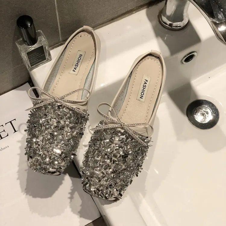 

Women's Fashion Flat Shoes Fashion Sequins Decoration Women's Shoes Comfortable Round Toe Low Heel Casual Shoes Women's Shoes