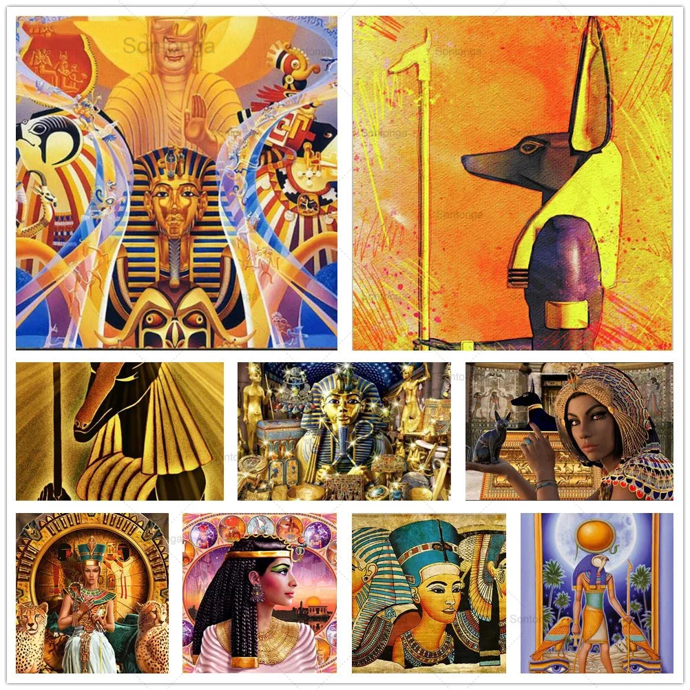 

Алмазная 5D картина «сделай сам» с портретом Египта, Набор для вышивки крестиком, древнее искусство, алмазная вышивка, мозаика, аксессуары дл...
