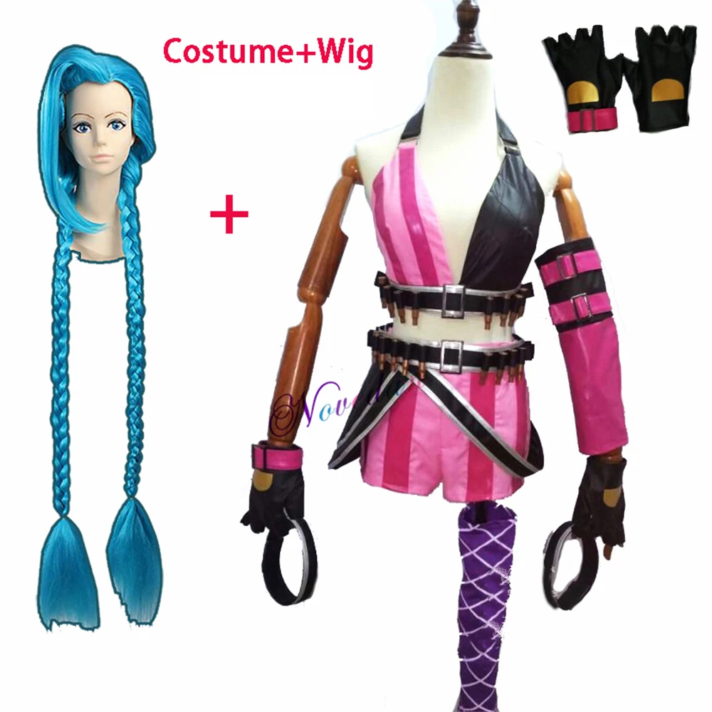 

Sexy Game LoL Jinx Arcane Cosplay Costume Crit Runaway Loli Jinx Cosplay Wig Anime Uniform Outfit Halloween Party Carnival Suit